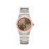 Omega horloge met een kast in rosé goud op staal, met een wijzerplaat in het bruin met briljant en een diameter van 34 mm - thumb