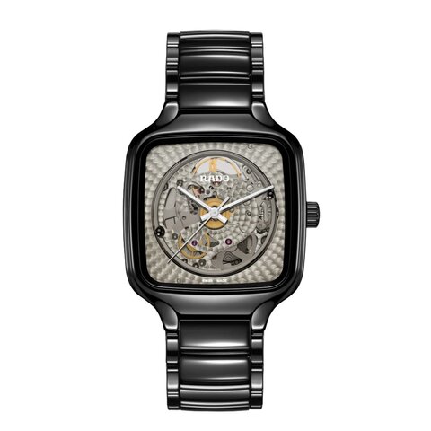 Rado horloge met een kast in keramiek, met een wijzerplaat in het grijs en een diameter van 38 mm