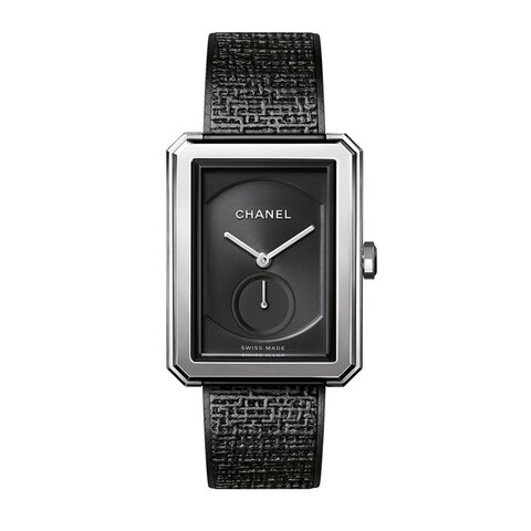 CHANEL horloge met een kast in staal, met een wijzerplaat in het zwart en een diameter van 28.6 x 37 mm