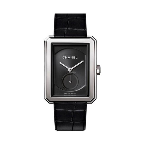 CHANEL horloge met een kast in staal, met een wijzerplaat in het zwart en een diameter van 28.6 x 37 mm