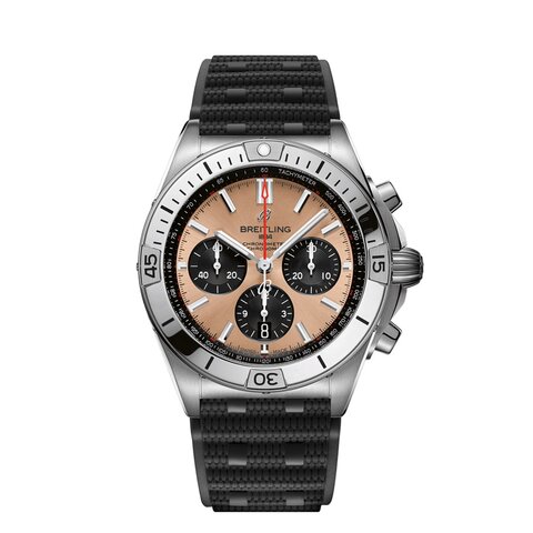 Breitling horloge met een kast in staal, met een wijzerplaat in het rosé en een diameter van 42 mm