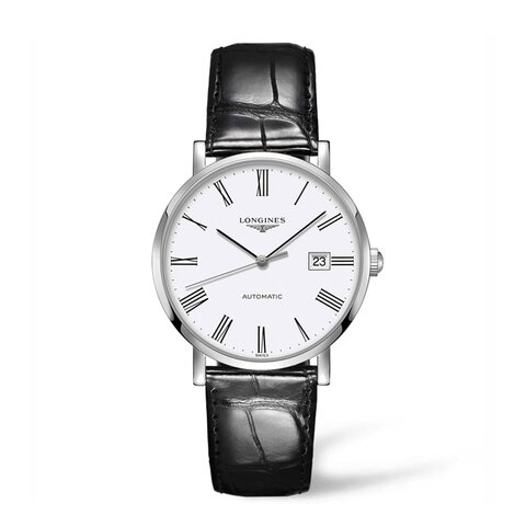 Longines horloge met een kast in staal, met een wijzerplaat in het wit en een diameter van 39 mm