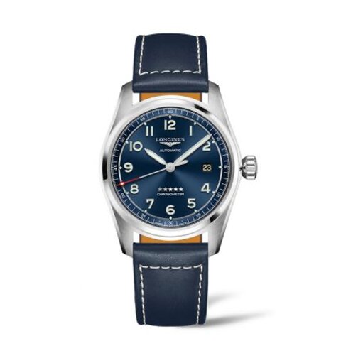 Longines horloge met een kast in staal, met een wijzerplaat in het blauw en een diameter van 40 mm