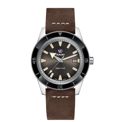 Rado horloge met een kast in staal, met een wijzerplaat in het zwart en een diameter van 42 mm