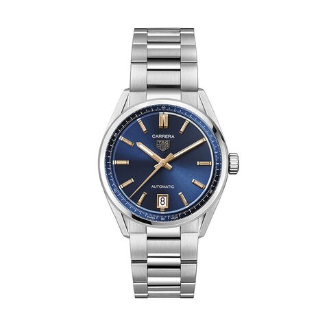 TAG Heuer horloge met een kast in staal, met een wijzerplaat in het blauw en een diameter van 36 mm