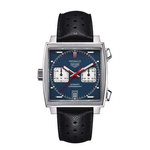 TAG Heuer horloge met een kast in staal, met een wijzerplaat in het blauw en een diameter van 39 mm