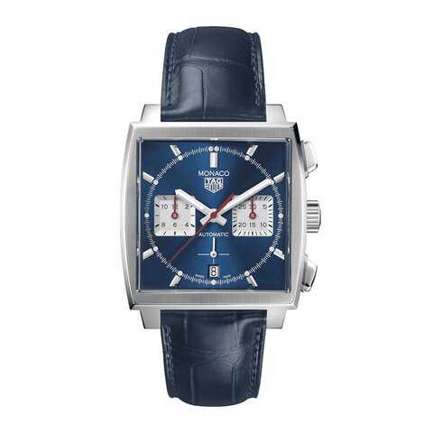 TAG Heuer horloge met een kast in staal, met een wijzerplaat in het blauw en een diameter van 39 mm