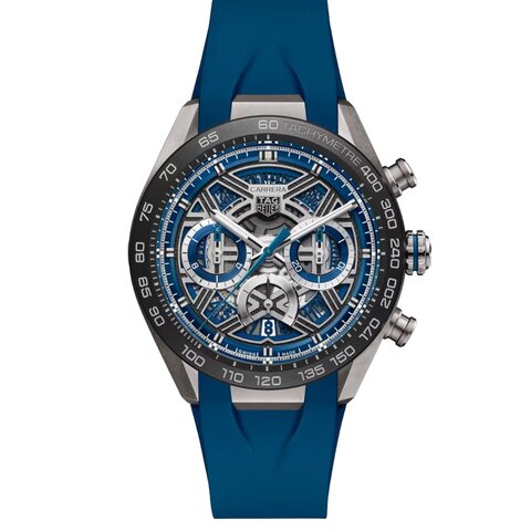 TAG Heuer horloge een wijzerplaat in het blauw en een diameter van 44 mm