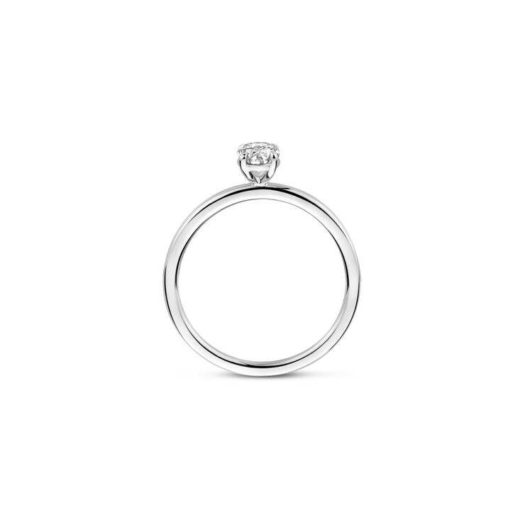 The Exclusive Collection verlovingsring in wit goud 18kt met ovalen diamant van 0,50 karaat