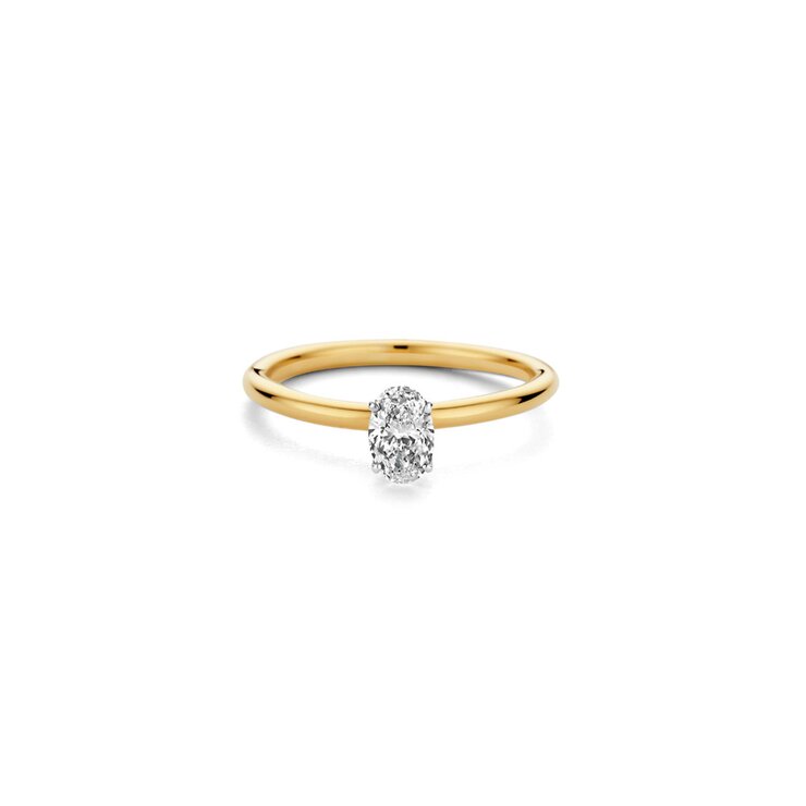 The Exclusive Collection verlovingsring in geel goud 18kt met ovalen diamant van 0,46 karaat