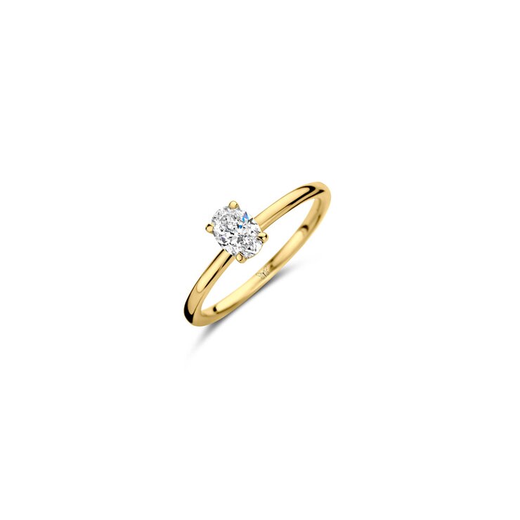 The Exclusive Collection verlovingsring in geel goud 18kt met ovalen diamant van 0,50 karaat