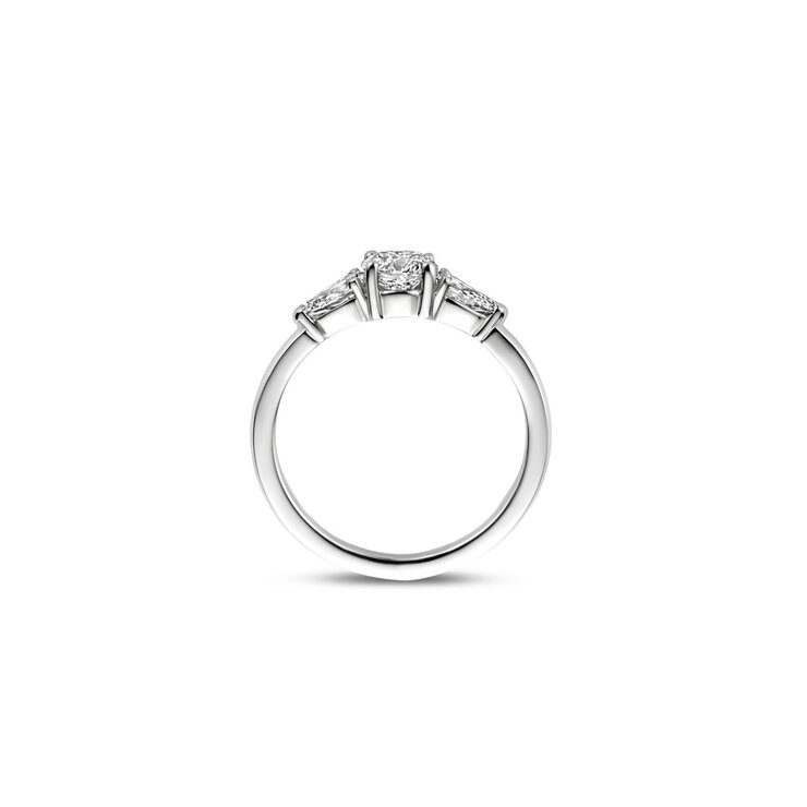 The Exclusive Collection verlovingsring in wit goud 18kt met briljant (ronde diamant) van 0,50 karaat en peervormige diamant