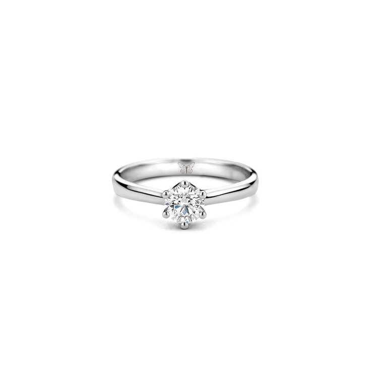 The Exclusive Collection verlovingsring in wit goud 18kt met briljant (ronde diamant) van 0,90 karaat