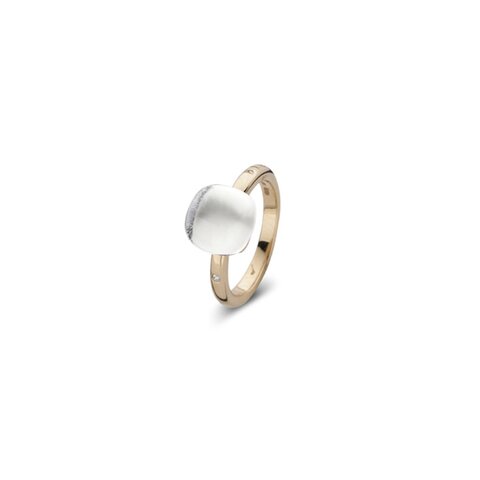 Bigli ring in rosé goud 18kt met bergkristal omringd door briljanten van 0,02 karaat