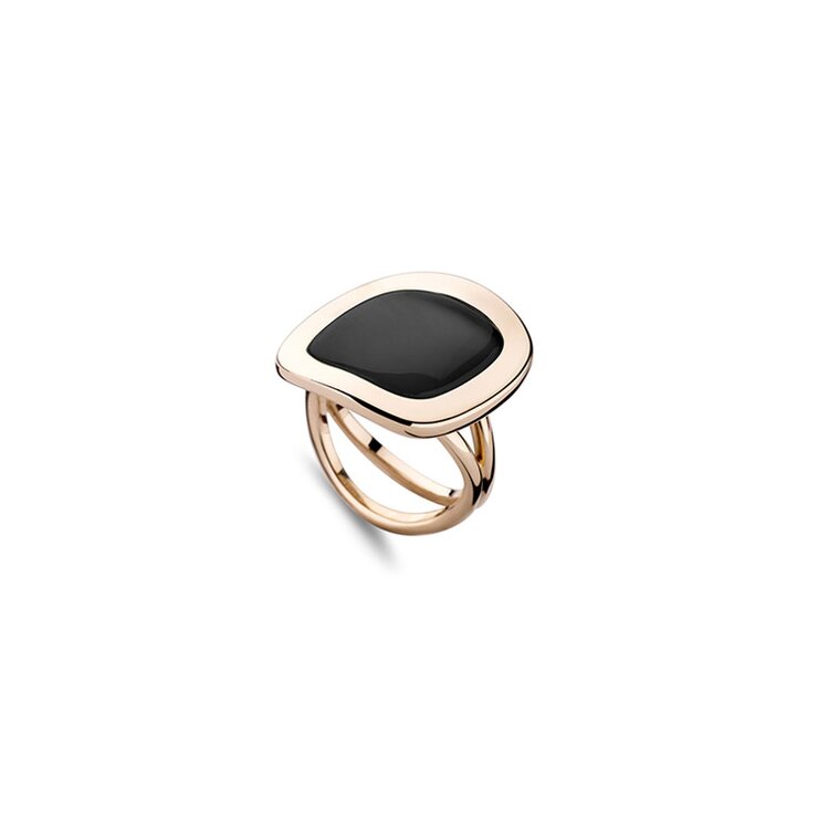 Bigli ring in rosé goud 18kt met onyx