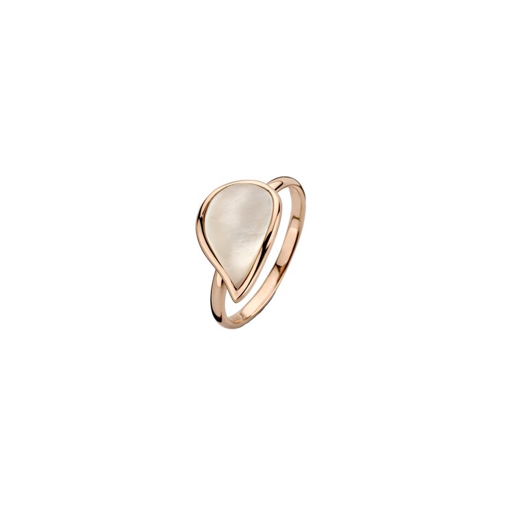 Bigli ring in rosé goud 18kt met bergkristal & parelmoer