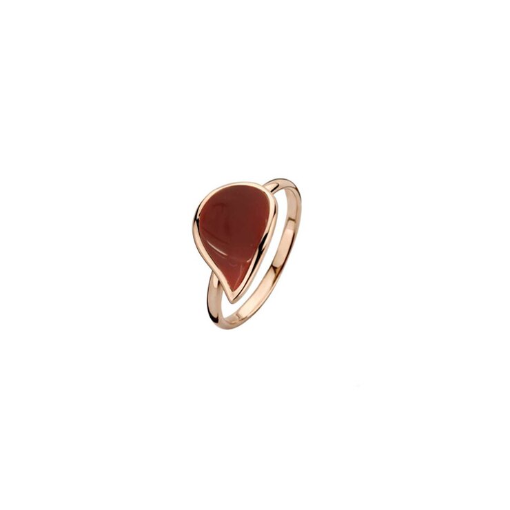 Bigli ring in rosé goud 18kt met carnelian