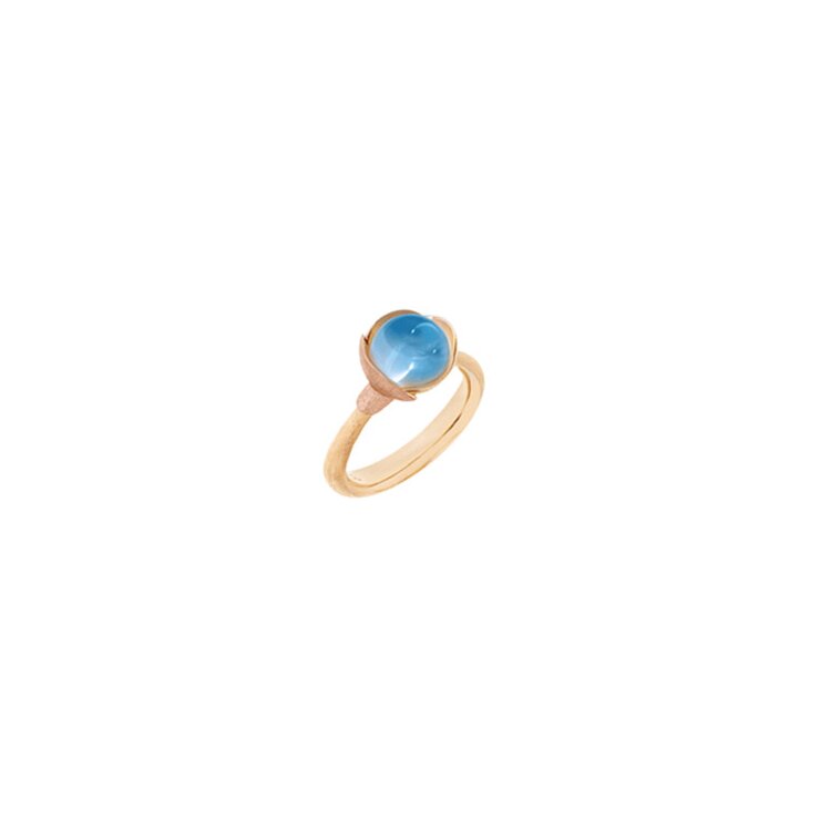 Ole Lynggaard ring in geel goud 18kt met topaas blauw