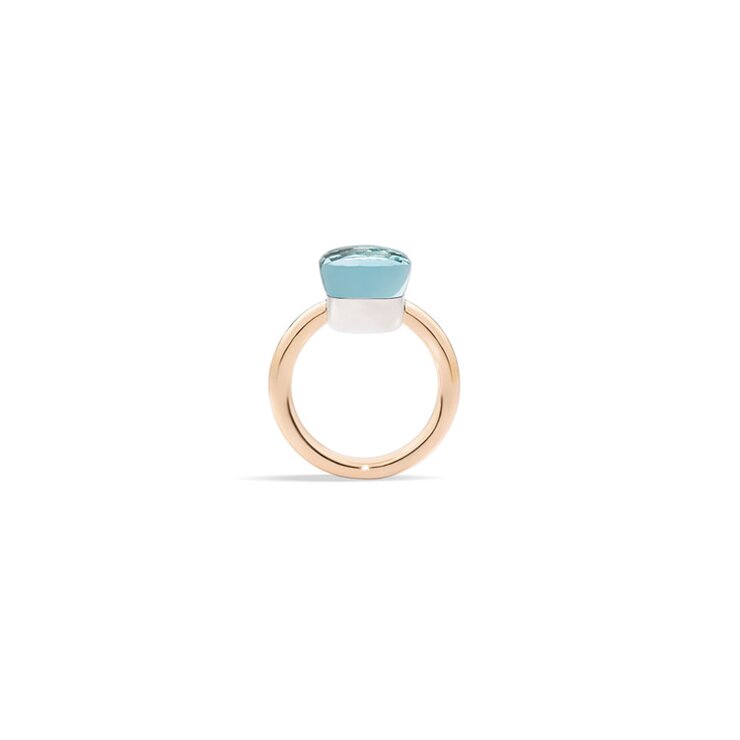 Pomellato ring in rosé goud 18kt met topaas blauw