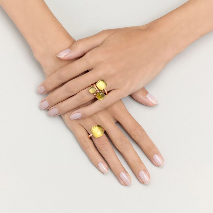 Pomellato ring in rosé goud 18kt met quartz lemon