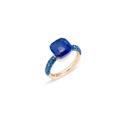 Pomellato ring in rosé goud 18kt met topaas london & lapis lazuli en topaas blauw