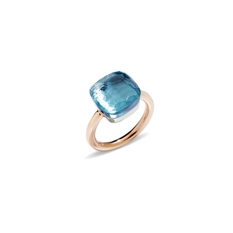 Pomellato ring in rosé goud 18kt met topaas blauw