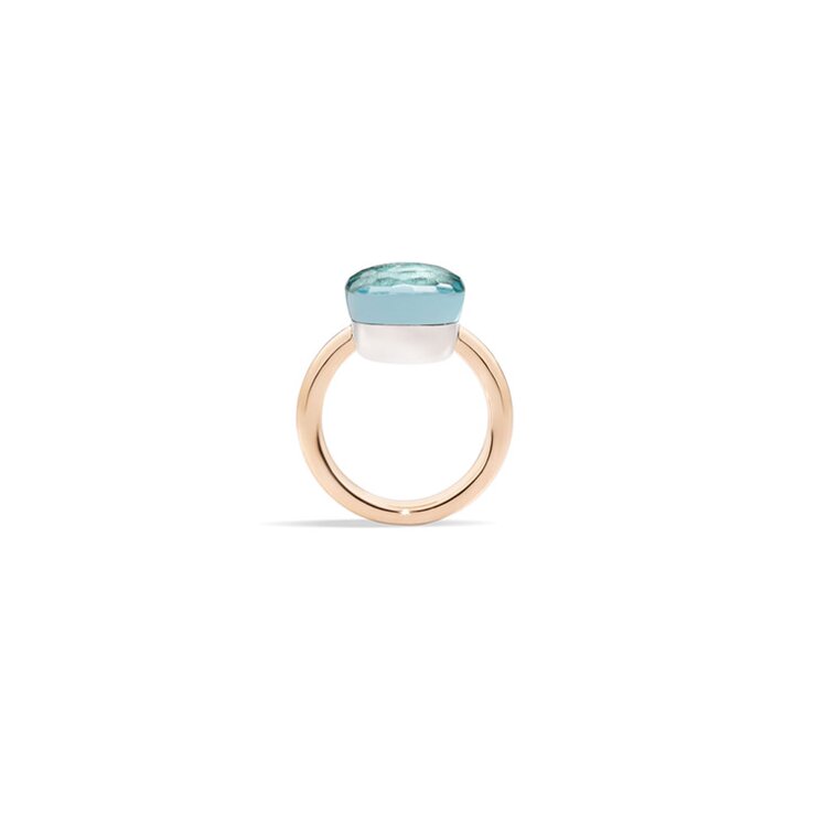 Pomellato ring in rosé goud 18kt met topaas blauw