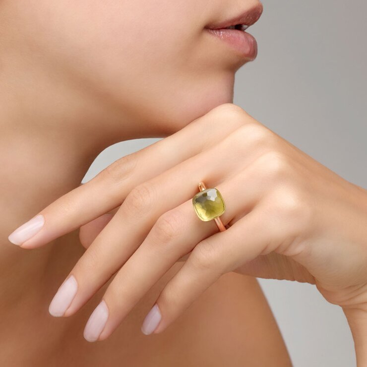 Pomellato ring in rosé goud 18kt met quartz lemon