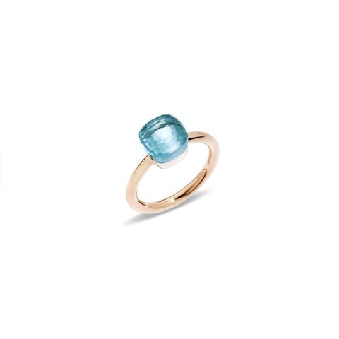 Pomellato ring in rosé goud 18kt met topaas blauw