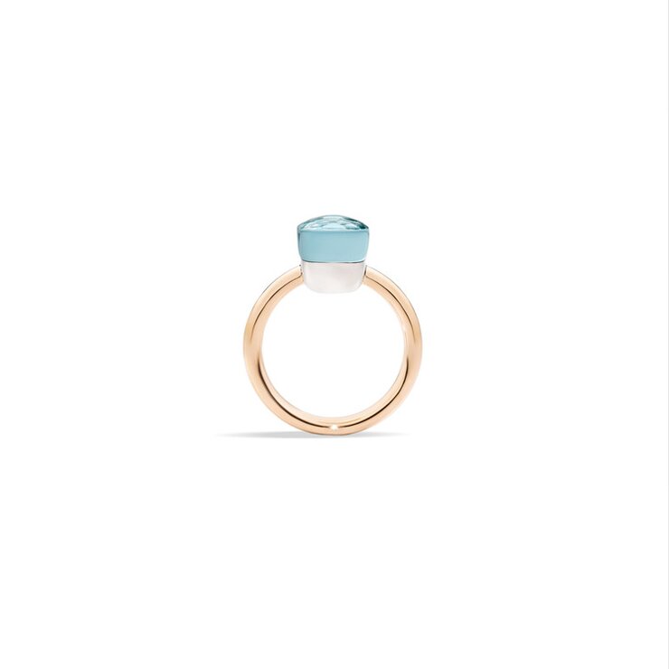 Pomellato ring in rosé goud 18kt met topaas blauw