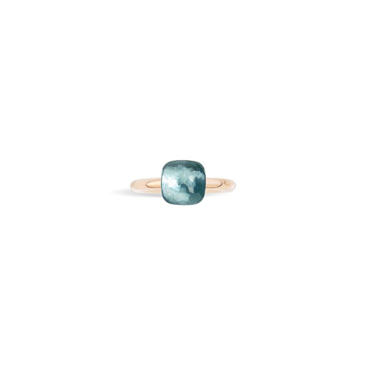 Pomellato ring in rosé goud 18kt met topaas blauw