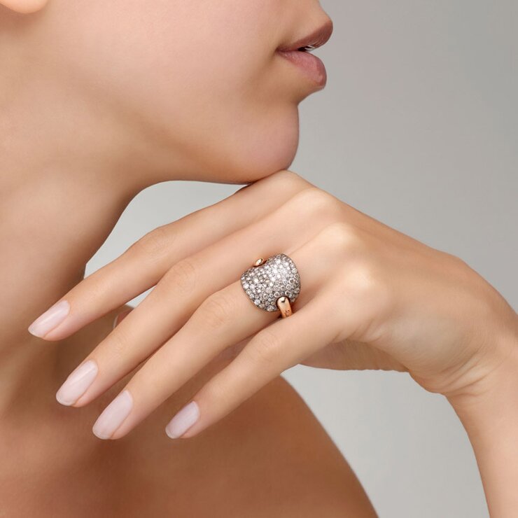 Pomellato ring in rosé goud 18kt met wittte & bruine briljant van 2,30 karaat