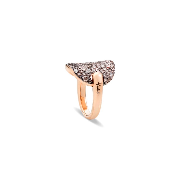 Pomellato ring in rosé goud 18kt met wittte & bruine briljant van 2,30 karaat