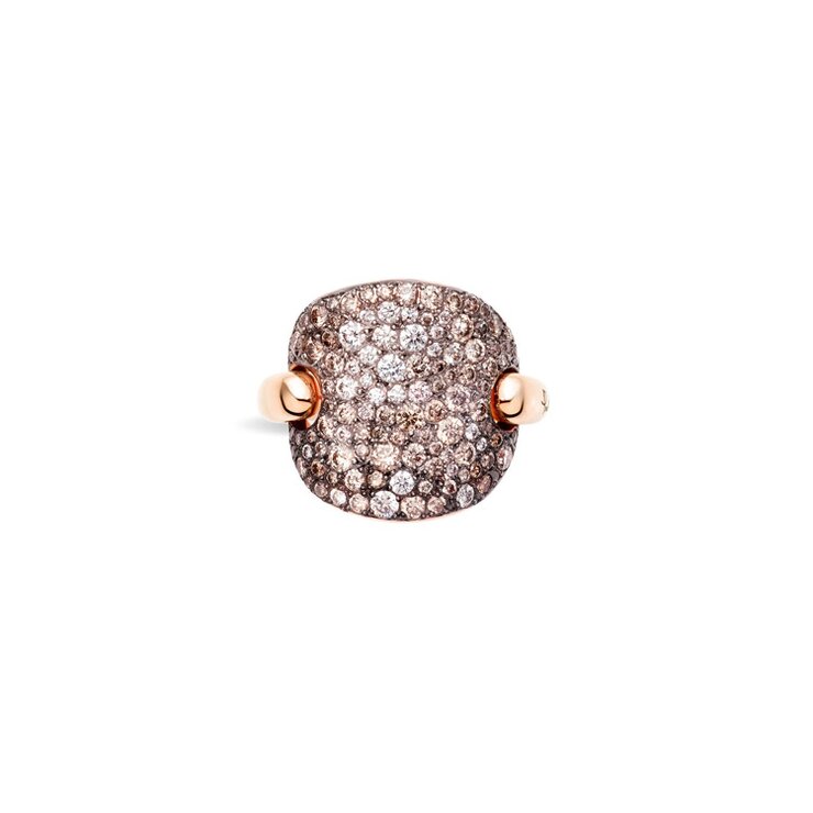 Pomellato ring in rosé goud 18kt met wittte & bruine briljant van 2,30 karaat