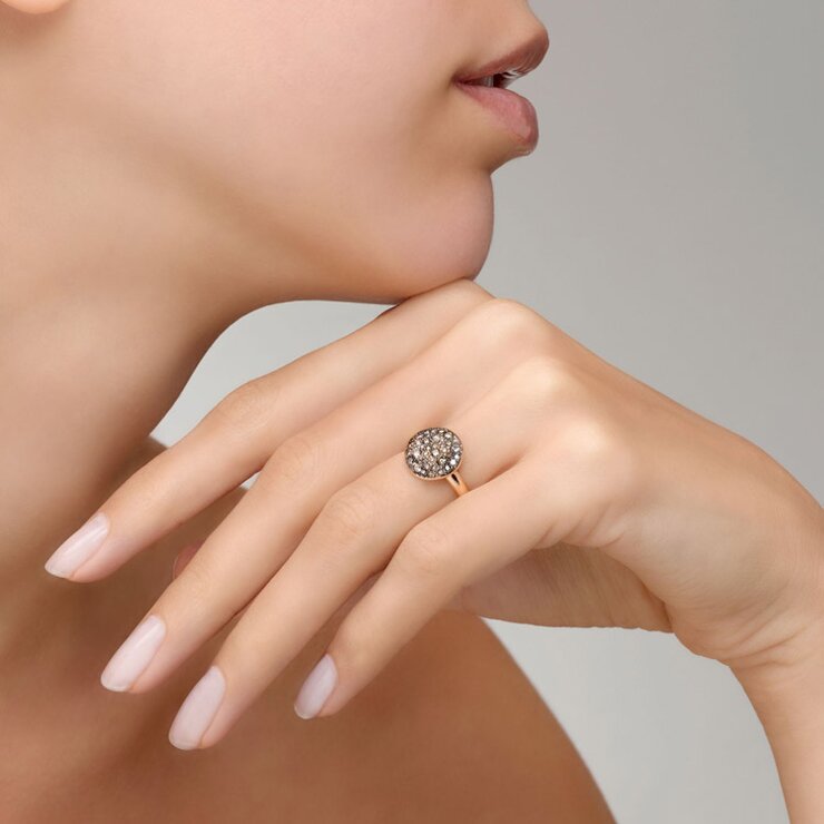 Pomellato ring in rosé goud 18kt met bruine briljant van 0,68 karaat