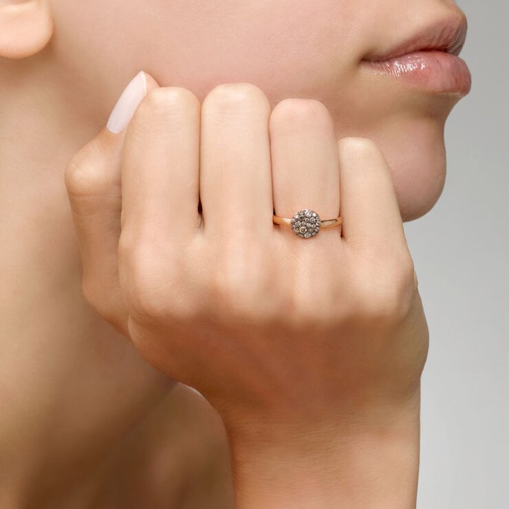 Pomellato ring in rosé goud 18kt met bruine briljant van 0,24 karaat