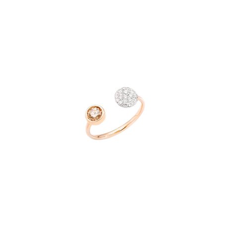 Pomellato ring in rosé goud 18kt met wittte & bruine briljant van 0,38 karaat