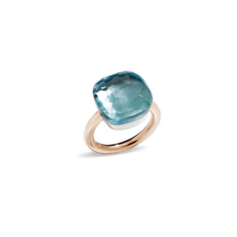 Pomellato ring in rosé goud 18kt met topaas blauw