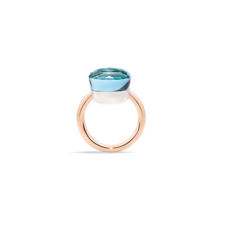 Pomellato ring in rosé goud 18kt met topaas blauw