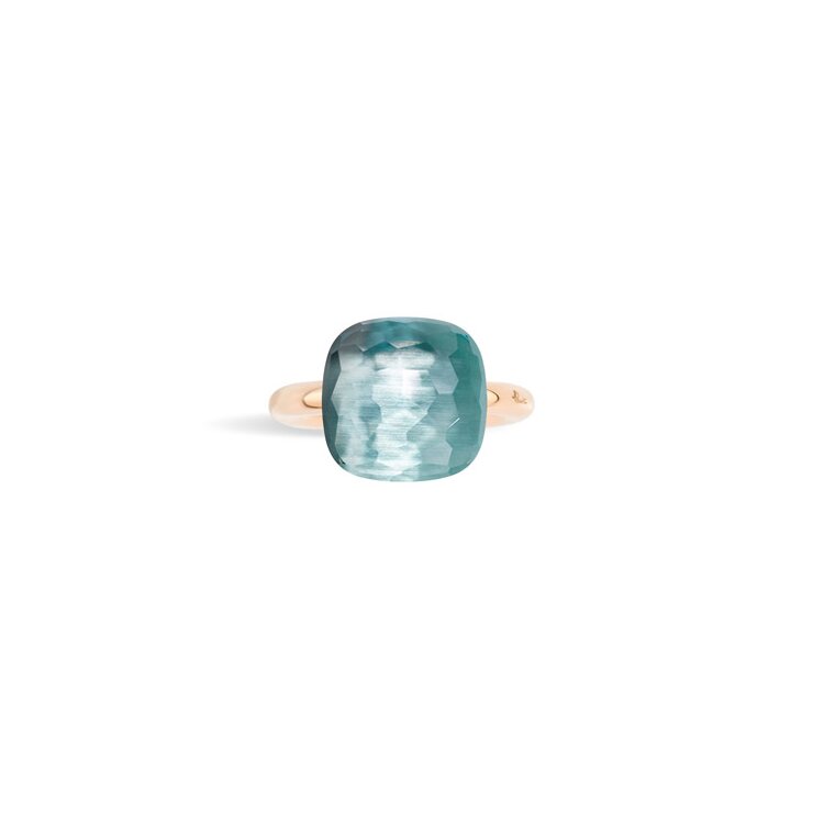 Pomellato ring in rosé goud 18kt met topaas blauw