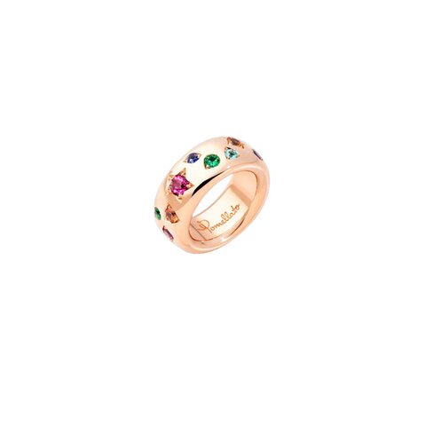 Pomellato ring in rosé goud 18kt met amethist & saffier & robijn