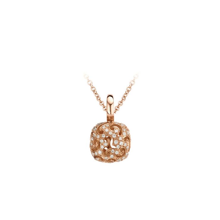 Bigli ketting in rosé goud 18kt met briljant van 0,22 karaat