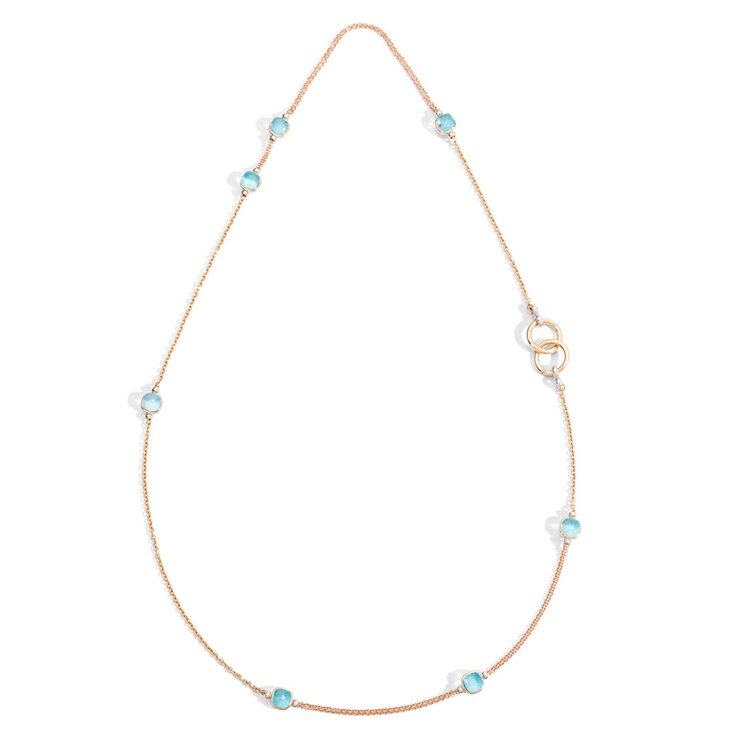 Pomellato ketting in rosé goud 18kt met topaas blauw