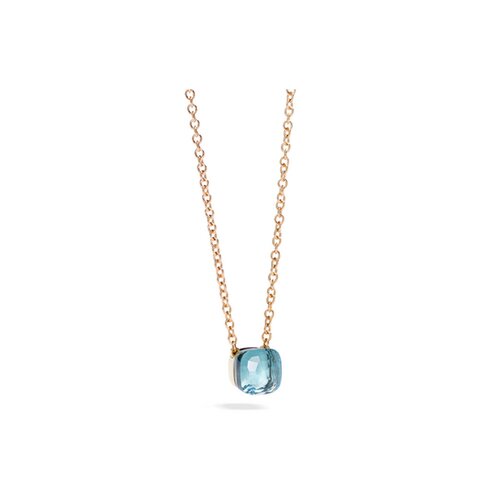 Pomellato ketting in rosé goud 18kt met topaas blauw