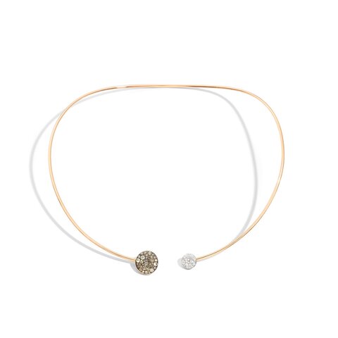 Pomellato ketting in rosé goud 18kt met wittte & bruine briljant van 0,93 karaat