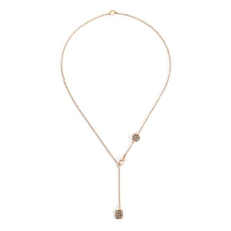 Pomellato ketting in rosé goud 18kt met witte & bruine & zwarte briljant van 0,95 karaat