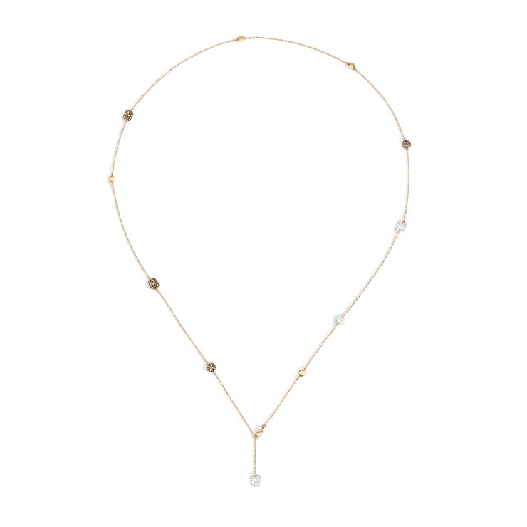 Pomellato ketting in rosé goud 18kt met witte & bruine & zwarte briljant