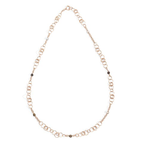 Pomellato ketting in rosé goud 18kt met witte & bruine & zwarte briljant van 2,64 karaat