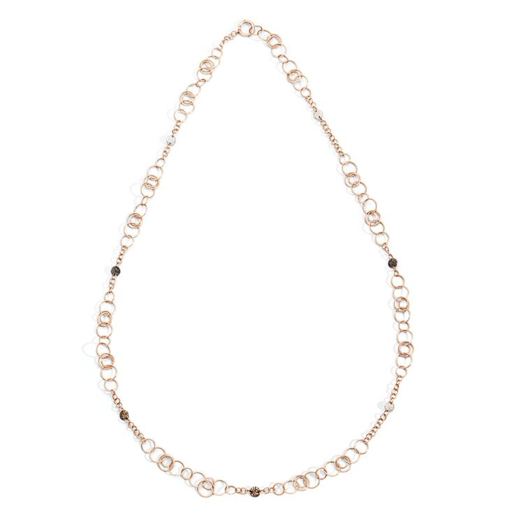 Pomellato ketting in rosé goud 18kt met witte & bruine & zwarte briljant van 2,64 karaat