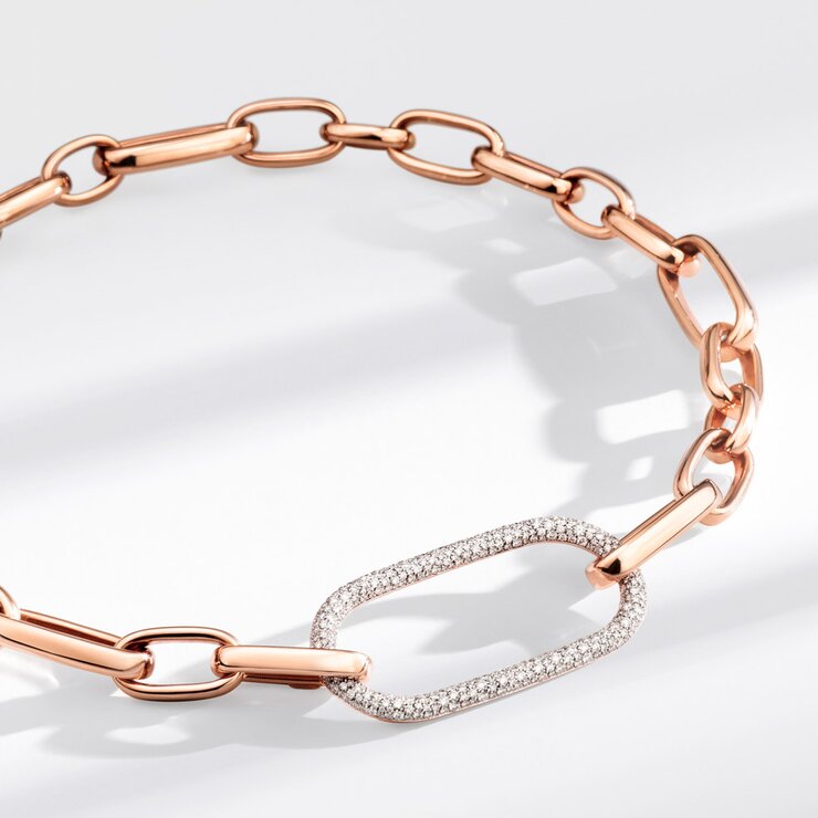 Pomellato ketting in rosé goud 18kt met briljant van 4,20 karaat